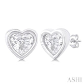 1/5 ctw Petite Bezel Set Heart Shape Diamond Fashion Stud Earring in 10K White Gold